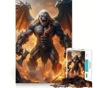 Winged Gorilla Warrior in Fiery Landscape Jigsaw for Teenagers 1000 Pieces Memory Fun Game Smooth Burr Free Surface Birthday Gift Brain Teaser Toy (50x75cm)