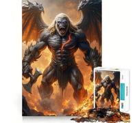Winged Gorilla Warrior in Fiery Landscape Jigsaw Puzzle1000 Pieces Mind Train Fun Clean Cut Sturdy Components Captivating Leisure for Cozy Indoors (38x52cm)