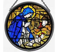 Winged Heart Decorative Stained Glass Window Sun Catcher/Roundel in a Madonna and Child Design.