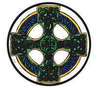 Winged Heart Static Window Cling Celtic Cross Green