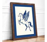 Winged Horse Rising Minimalist Framed Wall Art Print A3 (42×29.7cm) Walnut, Wall Decor for Living Room, Bedroom, Office & Home, Ready to Hang, Art Gift