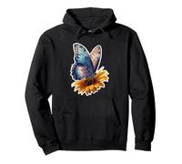 Winged Insect Flying Sun Flower Monarch Flower Caterpillar Pullover Hoodie