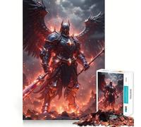 Winged Knight in Fiery Landscape 1000 Piece Jigsaw Puzzles Mind Challenge Toy High Precision Die Cut Amusing Challenge for Waiting Time (38x26cm)