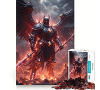 Winged Knight in Fiery Landscape Jigsaw 1000 Pieces Focus Building Toy Zero Gap Rewarding Activity for Rainy Days (50x75cm)