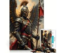 Winged Knight with Flag And Sword 1000 Piece Jigsaw Puzzles Mind Challenge Toy High Precision Die Cut Amusing Challenge for Waiting Time (38x26cm)