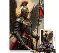 Winged Knight with Flag And Sword Jigsaws 1000 Pieces for Adults Mind Clarity Mind Calming Fun Fine Edges Perfect Present (50x75cm)