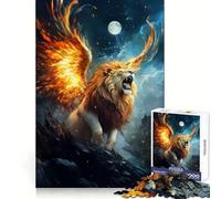 Winged Lion Roaring Under Moonlight 1000 Pieces Puzzles for Adults Cognitive Boost Mindful Escape Tight Lock (50x75cm)