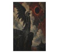 Winged Raven Under Eclipse Jigsaw Puzzle 1000 Pieces in Wood