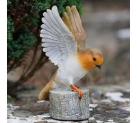 Winged Robin Resin Statue Home Garden British Bird Sculpture Outdoor Ornament Robins Appear British Gift