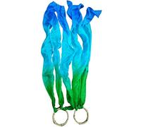 Winged Sirenny 2pcs Silk Hand Kite Runners with Bamboo Rings, Vibrant Colours Dance Streamers Sensory Ribbons for Kids & Adults Dance, Outdoor Play, Movement & Festivals (Adventure)