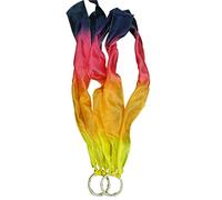 Winged Sirenny 2pcs Silk Hand Kite Runners with Bamboo Rings, Vibrant Colours Dance Streamers Sensory Ribbons for Kids & Adults Dance, Outdoor Play, Movement & Festivals (Illumination)