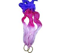 Winged Sirenny 2pcs Silk Hand Kite Runners with Bamboo Rings, Vibrant Colours Dance Streamers Sensory Ribbons for Kids & Adults Dance, Outdoor Play, Movement & Festivals (Prosperity)