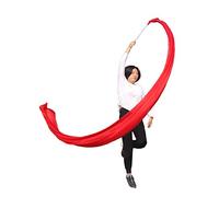 Winged Sirenny 4m Silk Dance Ribbon with a Pouch in the Acrylic Rod (Throw Streamer) for Chinese Festival Folk Dance, Stage Performances & Flow Arts (red)