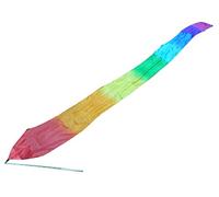 Winged Sirenny Extra Long Silk Dance Streamer 400cm (4.4 Yds) for Performance, Flow Arts, Gymnastics & Festivals. Lightweight Playsilk Ribbon Dancer Wand (Rainbow)