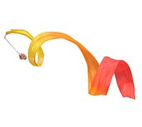 Winged Sirenny Extra Long Silk Dance Streamer 400cm (4.4 Yds) for Performance, Flow Arts, Gymnastics & Festivals. Lightweight Playsilk Ribbon Dancer Wand (yellow-orange-red)