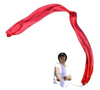Winged Sirenny Extra Long Silk Dance Streamer 400cm (4.4 Yds) for Performance, Flow Arts, Gymnastics & Festivals. Lightweight Playsilk Ribbon Dancer Wand (red)