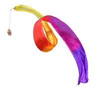 Winged Sirenny Extra Long Silk Dance Streamer 400cm (4.4 Yds) for Performance, Flow Arts, Gymnastics & Festivals. Lightweight Playsilk Ribbon Dancer Wand (Yellow-Orange-red-Pink-Purple)