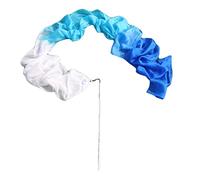 Winged Sirenny Extra Long Silk Dance Streamer 400cm (4.4 Yds) for Performance, Flow Arts, Gymnastics & Festivals. Lightweight Playsilk Ribbon Dancer Wand (white-turquoise-blue)