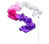 Winged Sirenny Extra Long Silk Dance Streamer 400cm (4.4 Yds) for Performance, Flow Arts, Gymnastics & Festivals. Lightweight Playsilk Ribbon Dancer Wand (white-pink-fuchsia-purple)