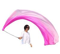 Winged Sirenny Lightweight Real Silk Veil Poi 230cm. Flow Dance Prop for Performances, Bellydance & Fitness. Stainless Steel Rope, Carry Bag, Gradient Colours (pink fading)