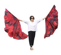 Winged Sirenny Pair 180cm Silk Dance Angel Wings, Lightweight Flow Props for Belly Dance Performances & Events, 70”Half Circle Sheer Silk with Portable Flexible Pole