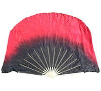 Winged Sirenny Pair Large Short Silk Flutter Dance Fans - 45"x41" (114x105cm) for Dance Events, Stage Performance, Theatre, & Flow arts- Bamboo Handles, Carry Bag Included (black/red)