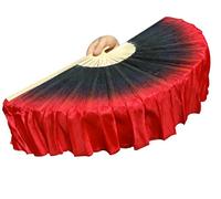 Winged Sirenny Pairs Short Silk Flutter Dance Fans 10cm (4in), Hand-Painted Prop for Chinese Festivals, Tribal & Fusion Dances, Include Carry Bag (black to red)