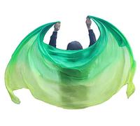 Winged Sirenny Premium Silk Belly Dance Veil 2.7m x 1.1m (3 Yds x 43"),Hand-Rolled Edges,Graceful Floaty Dance Scarf for Performance, Festival & Flow Arts.Includes Carry Bag, Emerald