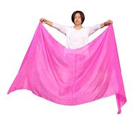 Winged Sirenny Rectangular Belly Dance Silk Veil - Premium Mulberry Silk, Hand-Painted Plain Colour, Graceful & Floaty (2.7m x 1.1m) with Carry Bag, pink