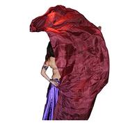 Winged Sirenny Rectangular Belly Dance Silk Veil - Premium Mulberry Silk, Hand-Painted Plain Colour, Graceful & Floaty (2.7m x 1.1m) with Carry Bag,bordeaux