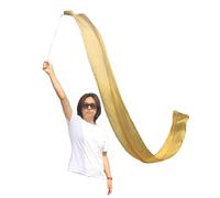 Winged Sirenny Silk Dance Ribbon Streamer 250cm (98in) with Rod, Elegant Performance & Flow Arts Prop for Play, Stage, Festivals. Hand Painted & Made (goldenrod)