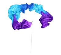 Winged Sirenny Silk Dance Ribbon Streamer 250cm (98in) with Rod, Elegant Performance & Flow Arts Prop for Play, Stage, Festivals. Hand Painted & Made (Purple-Turquoise-Blue-Turquoise-Purple)