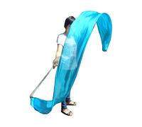 Winged Sirenny Silk Dance Ribbon Streamer 250cm (98in) with Rod, Elegant Performance & Flow Arts Prop for Play, Stage, Festivals. Hand Painted & Made (Turquoise)