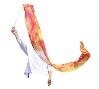 Winged Sirenny Silk Dance Ribbon Streamer 250cm (98in) with Rod, Elegant Performance & Flow Arts Prop for Play, Stage, Festivals. Hand Painted & Made (Flame)
