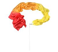 Winged Sirenny Silk Dance Ribbon Streamer 250cm (98in) with Rod, Elegant Performance & Flow Arts Prop for Play, Stage, Festivals. Hand Painted & Made (Yellow-orange-red)