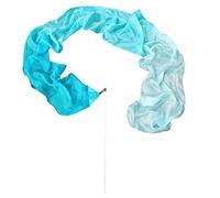 Winged Sirenny Silk Dance Ribbon Streamer 250cm (98in) with Rod, Elegant Performance & Flow Arts Prop for Play, Stage, Festivals. Hand Painted & Made (Peacock Blue Fading)