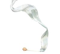 Winged Sirenny Silk Dance Ribbon Streamer 250cm (98in) with Rod, Elegant Performance & Flow Arts Prop for Play, Stage, Festivals. Hand Painted & Made (white)