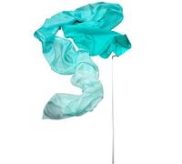 Winged Sirenny Silk Dance Ribbon Streamer 250cm (98in) with Rod, Elegant Performance & Flow Arts Prop for Play, Stage, Festivals. Hand Painted & Made (Aqua Green Shading)