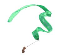 Winged Sirenny Silk Ribbon Dancer Wand 4.4yds, Juggling Playsilk Streamer with Rods, Church Praise & Worship Adoration Flag banner (green)