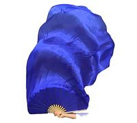 Winged Sirenny Single 59"(150 cm) Worship Praise Belly Dance Silk Fan Veil Flag Streamer Adjustable (blue)