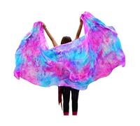Winged Sirenny Tie-dye Real Silk Belly Dance Veil Scarf 270x110cm, Lightweight Floaty for Performance Art,Yoga & Flow Arts,Hand Rolled Edges & Carry Bag, Mermaid Fantasy