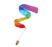 Winged Sirenny Youth Silk Ribbon Dancer Wand, Church Worship & Praise Adoration Dance Flag banner, Juggling Play Silk Streamer with Rods (71" Rainbow)