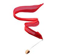 Winged Sirenny Youth Silk Ribbon Dancer Wand, Church Worship & Praise Adoration Dance Flag banner, Juggling Play Silk Streamer with Rods (71" red)
