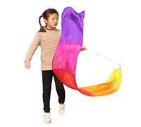 Winged Sirenny Youth Silk Ribbon Dancer Wand, Church Worship & Praise Adoration Dance Flag banner, Juggling Play Silk Streamer with Rods (71" Glamour)