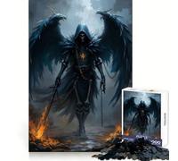 Winged Skeleton Warrior with Flaming Sword Jigsaw Puzzle 1000 Piece Think Training Casual Enjoyment Defined Edges Bday Surprise (50x75cm)