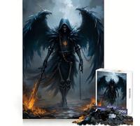 Winged Skeleton Warrior with Flaming Sword Teenagers Puzzles 1000 Piece Jigsaws Focus Ability Casual Relaxation Interlock Well Memorable Gift (38x26cm)