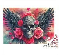 Winged Skull 1000 Piece Jigsaw Puzzle For Adults Challenging Game Stress Relief Puzzle Cultivate The Spirit of Teamwork For Adults Gifts 500pcs (52x38cm)