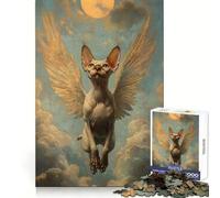 Winged Sphynx Cat 1000 Pieces Jigsaw Puzzles for Teenagers Think Training Mindful Escape Defined Edges Seasonal Gift (38x52cm)