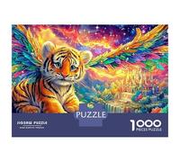 Winged Tiger Cub near A Castle 1000-Piece Jigsaw Puzzle The Forest King Family Game Night Essential, Adults & Kids 52x38cm/1000pcs