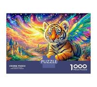 Winged Tiger Cub with A Castle View 1000Pc Jigsaw Puzzle The Forest King Perfect for Family Puzzle Nights, Adults & Kids 70x50cm/1000pcs